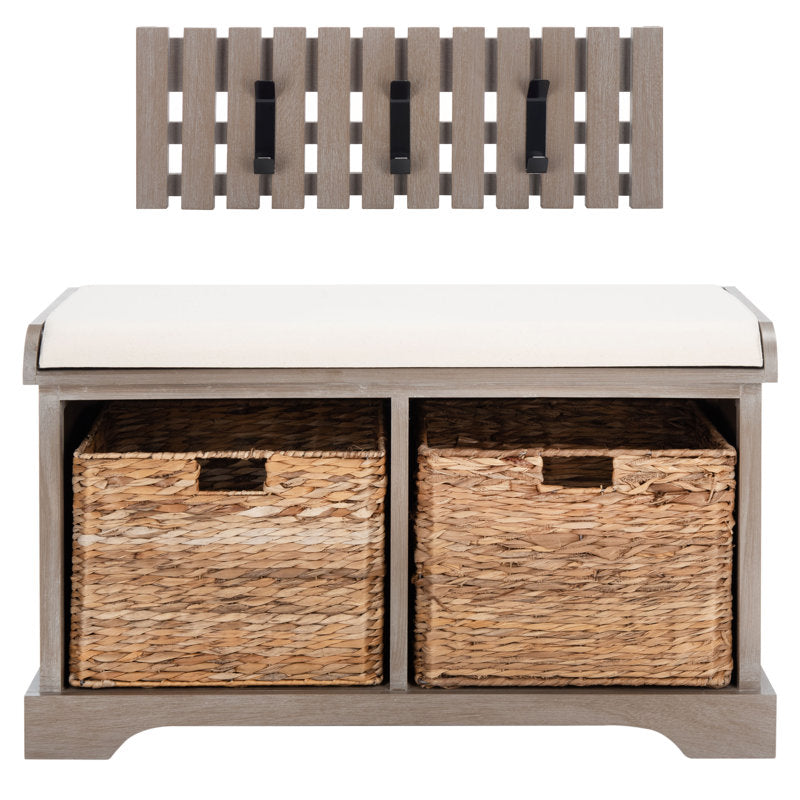 Entryway Storage Bench with Wall-Mounted Coat Rack