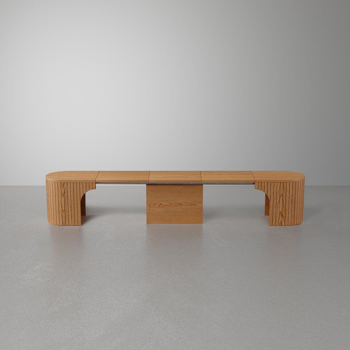 Extendable Dining Bench, 40 to 98 Inches Long, Solid Oak in Natural Wood