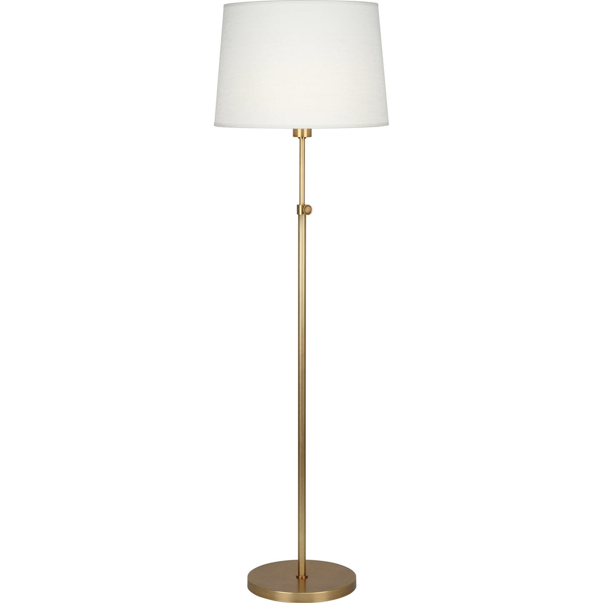 Floor Lamp, 1 Light, Aged Brass Metal with White Linen Shade