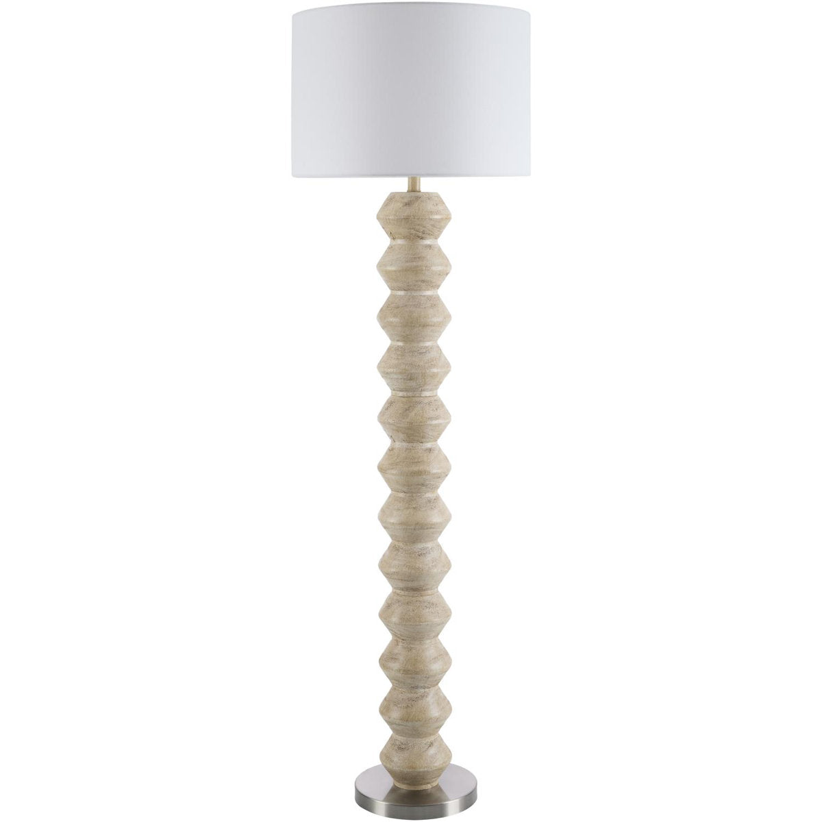 Floor Lamp, 63 In Tall, Ivory Base with White Linen Shade