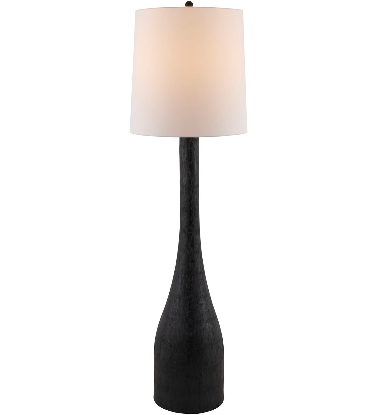Floor Lamp, Single Light, Black Resin Base with White Linen Shade