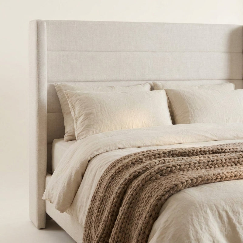 Grevane Haven Upholstered Wingback Bed - headboard detail
