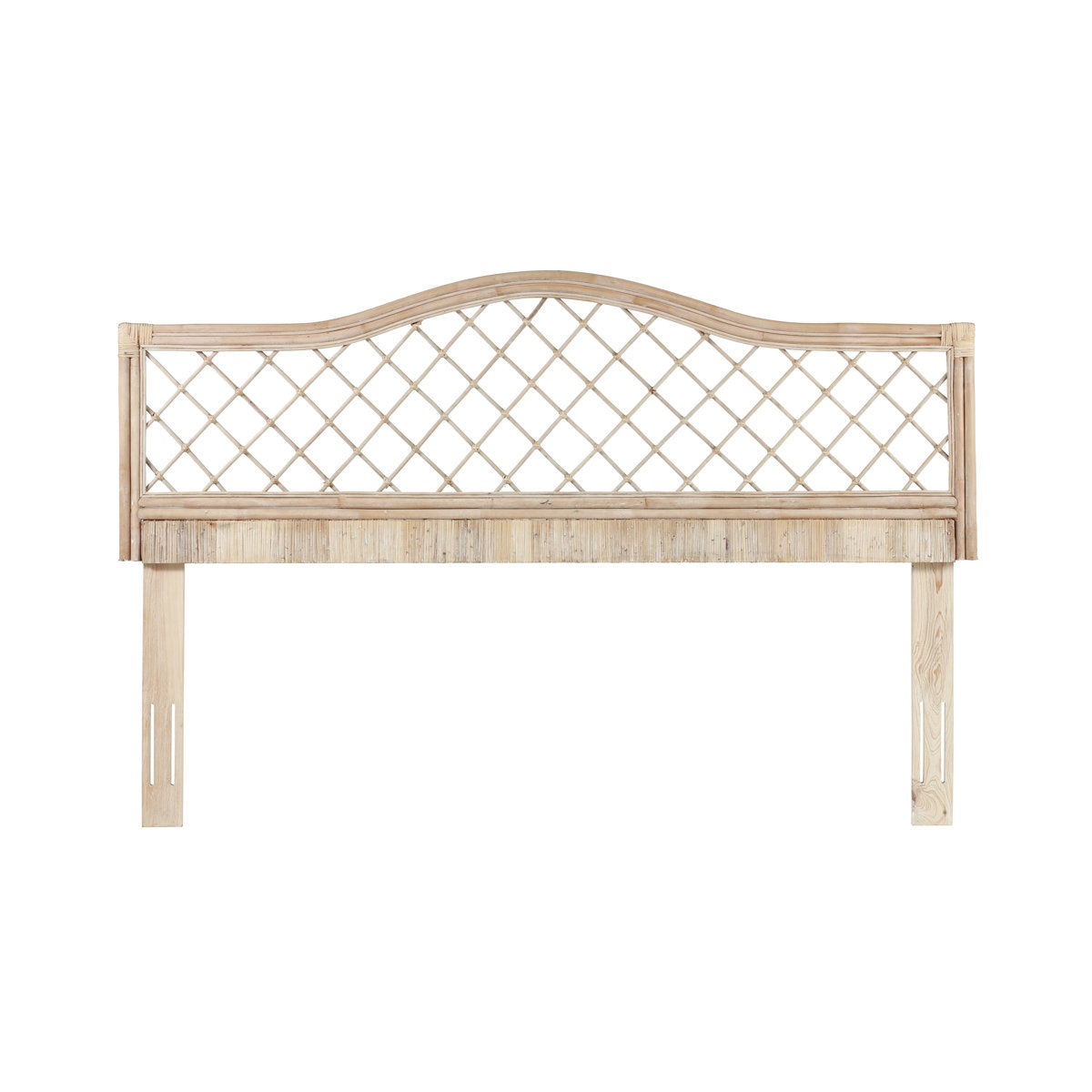 Headboard, King, Natural Solid Mahogany with Woven Rattan