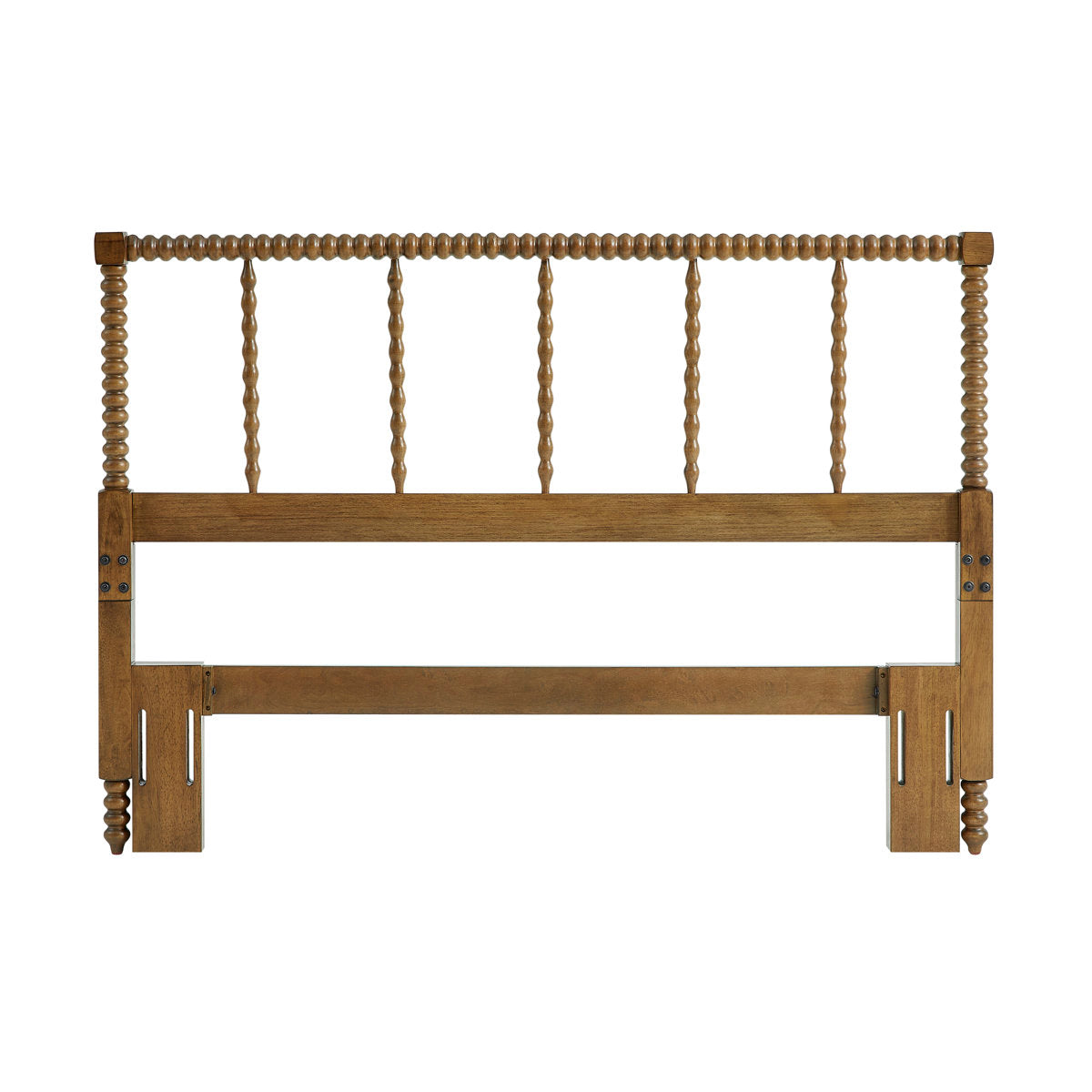 Headboard, King Size, Brown Rubberwood with Open Spindle Frame
