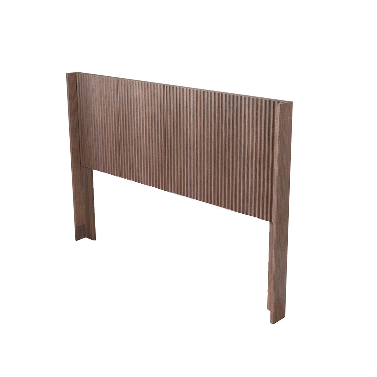Headboard, Queen Size, Fluted Wood Panel in Walnut Brown