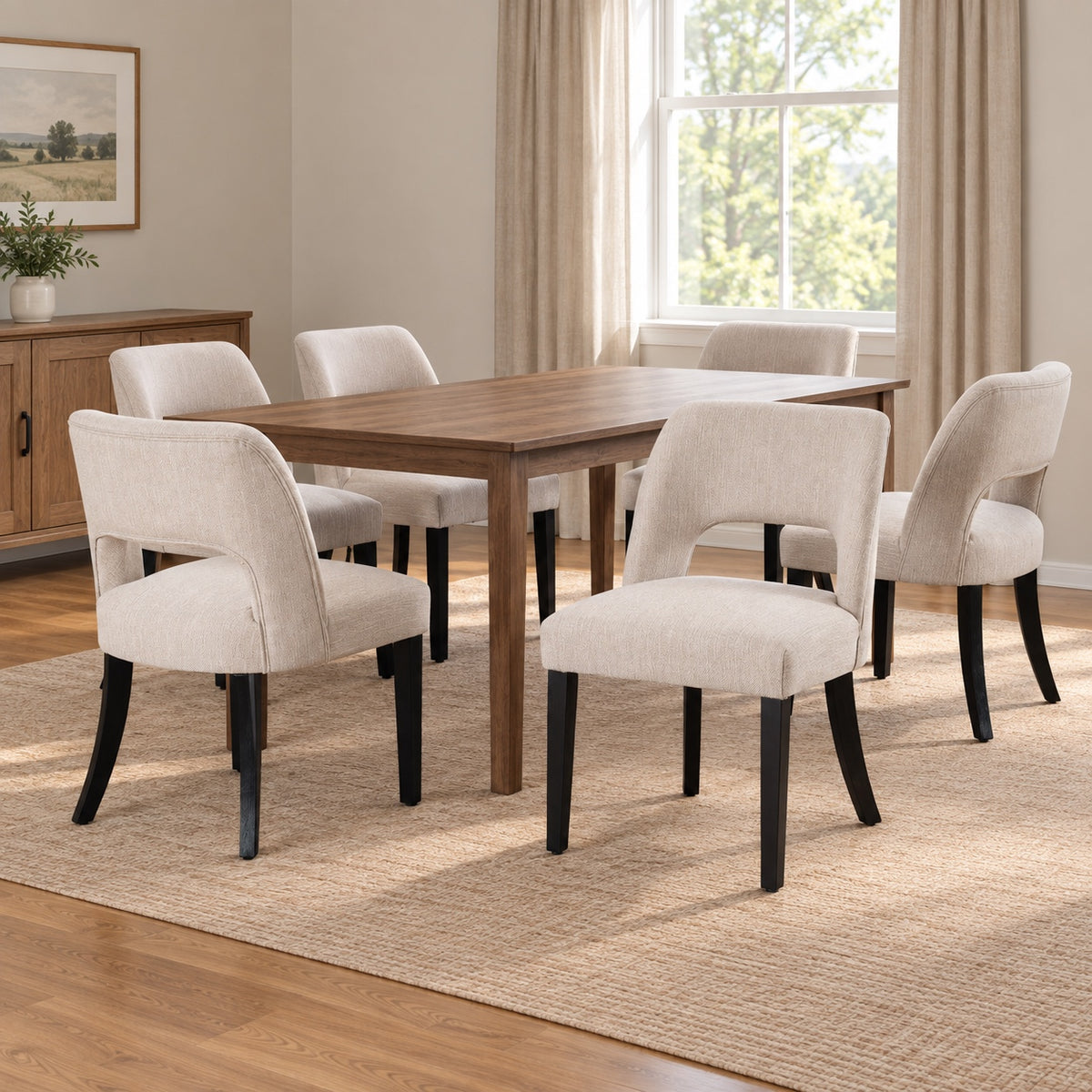 Kolvern Kelby Beige Upholstered Dining Chairs, Set of 6