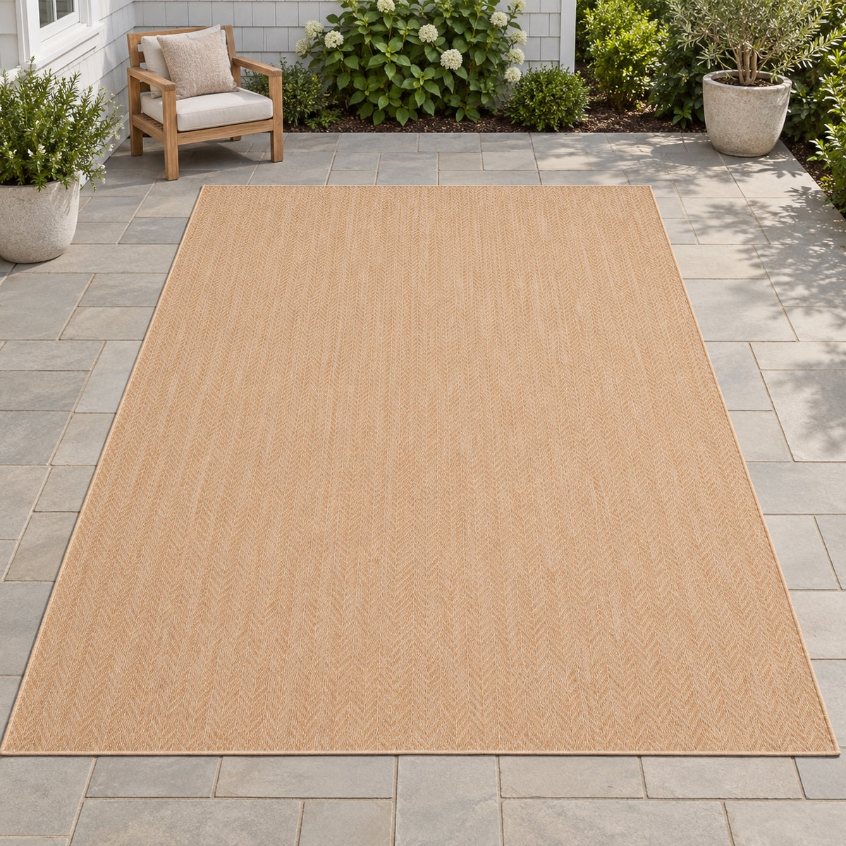 Bremhaus Alder Beige Chevron Indoor/Outdoor Rug, 10' x 14'