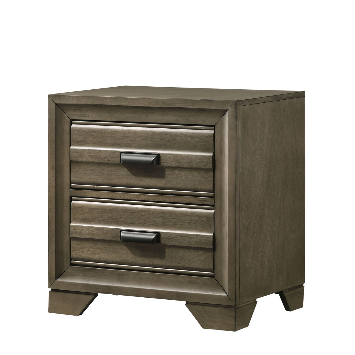 Nightstand, 2 Drawers, Solid Wood Frame, Antique Light Gray Finish