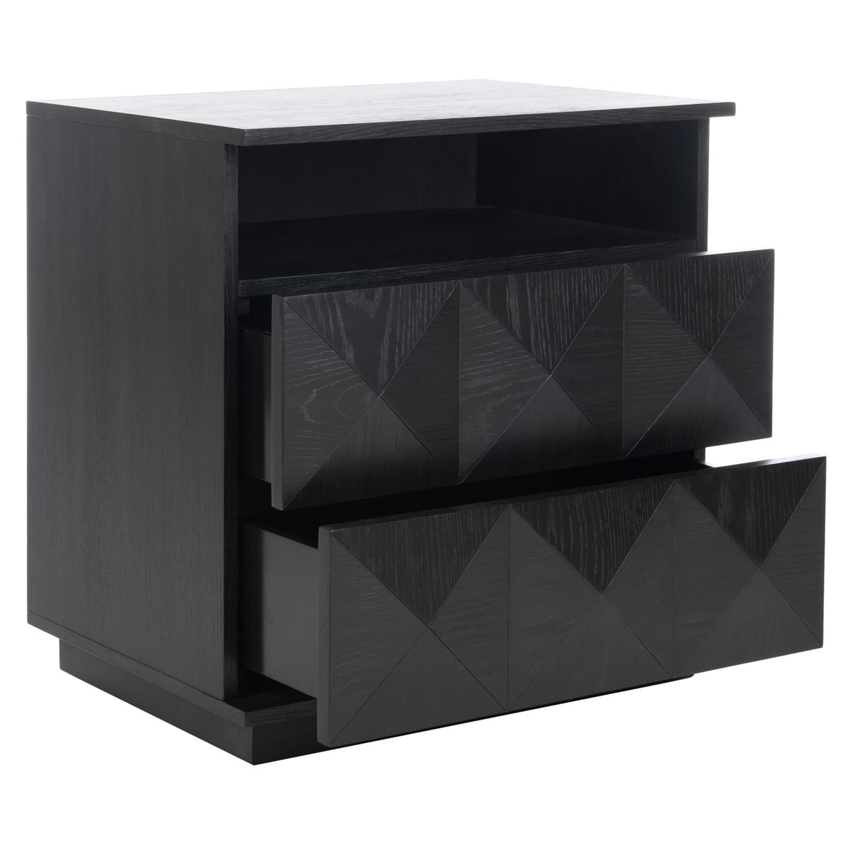 Nightstand with 2 Soft-Close Drawers and Open Shelf in Black