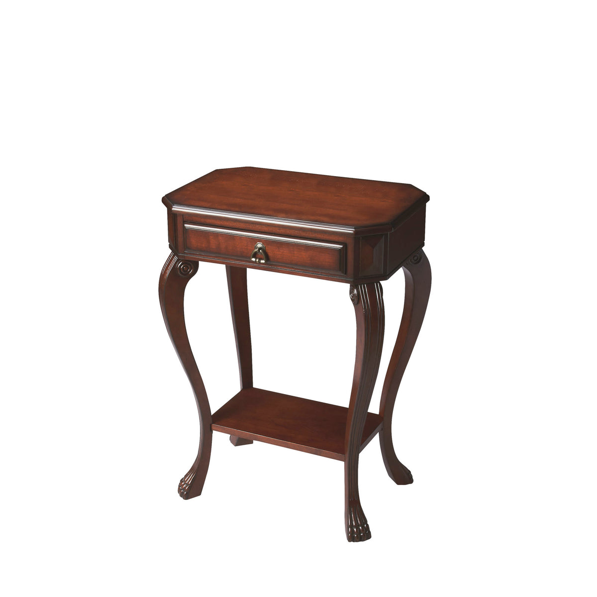 Nightstand with Solid and Engineered Wood Frame in Cherry
