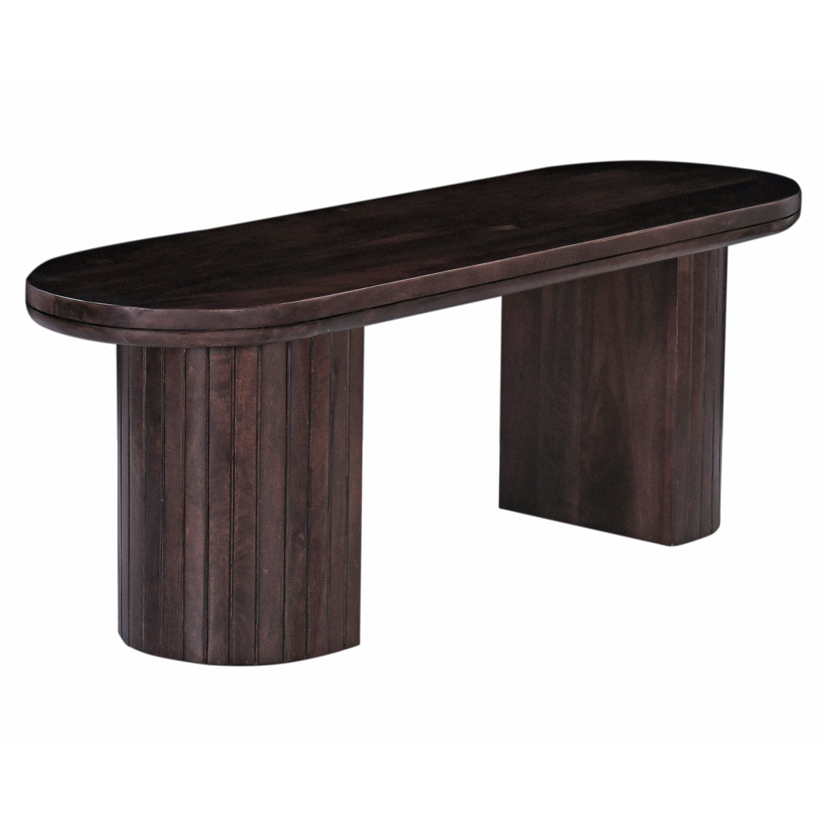 Oval Dining Bench, 70 Inch Solid Mango Wood in Brown