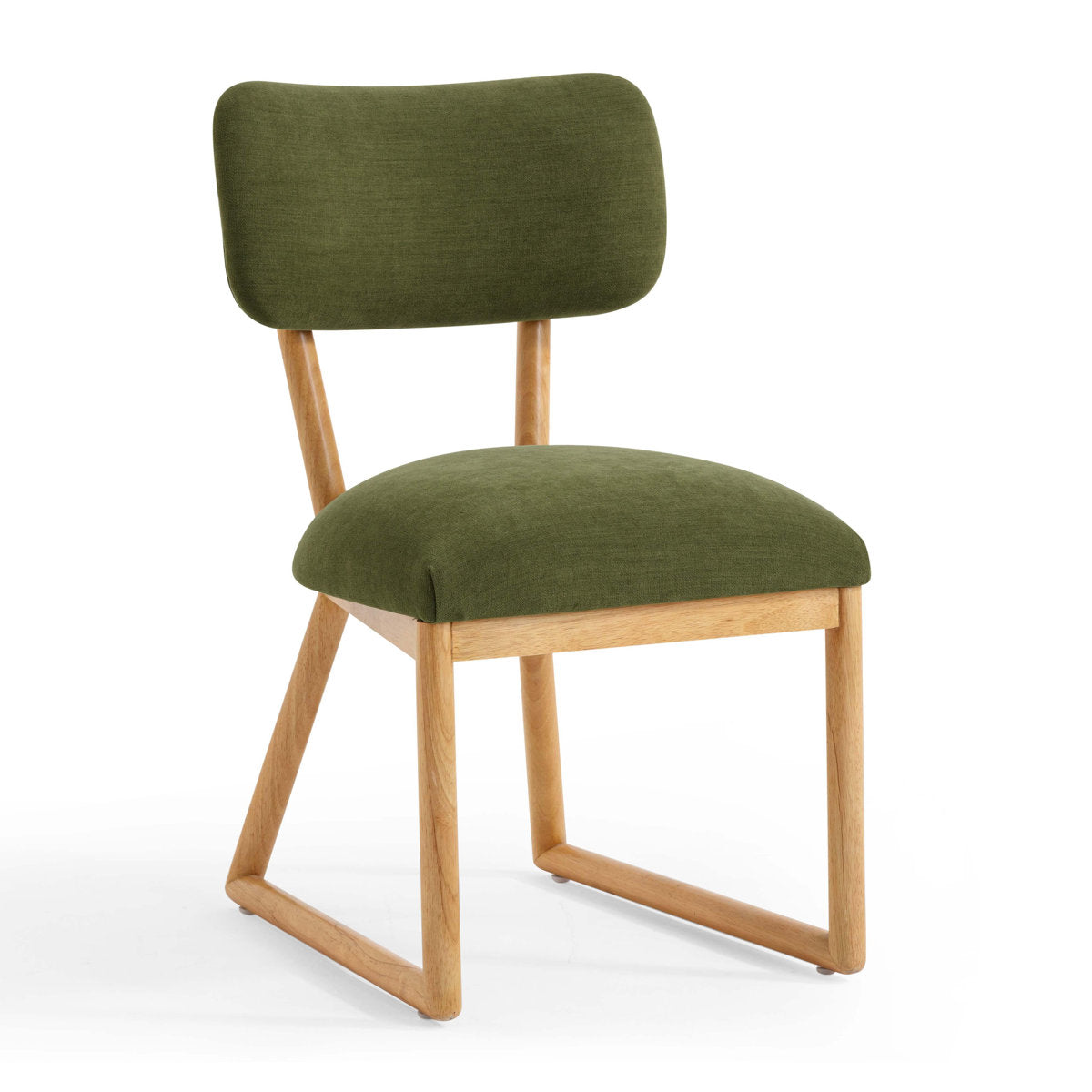 Side Chair, Polyester Blend Upholstery, Solid Wood Frame, Natural Wood Legs