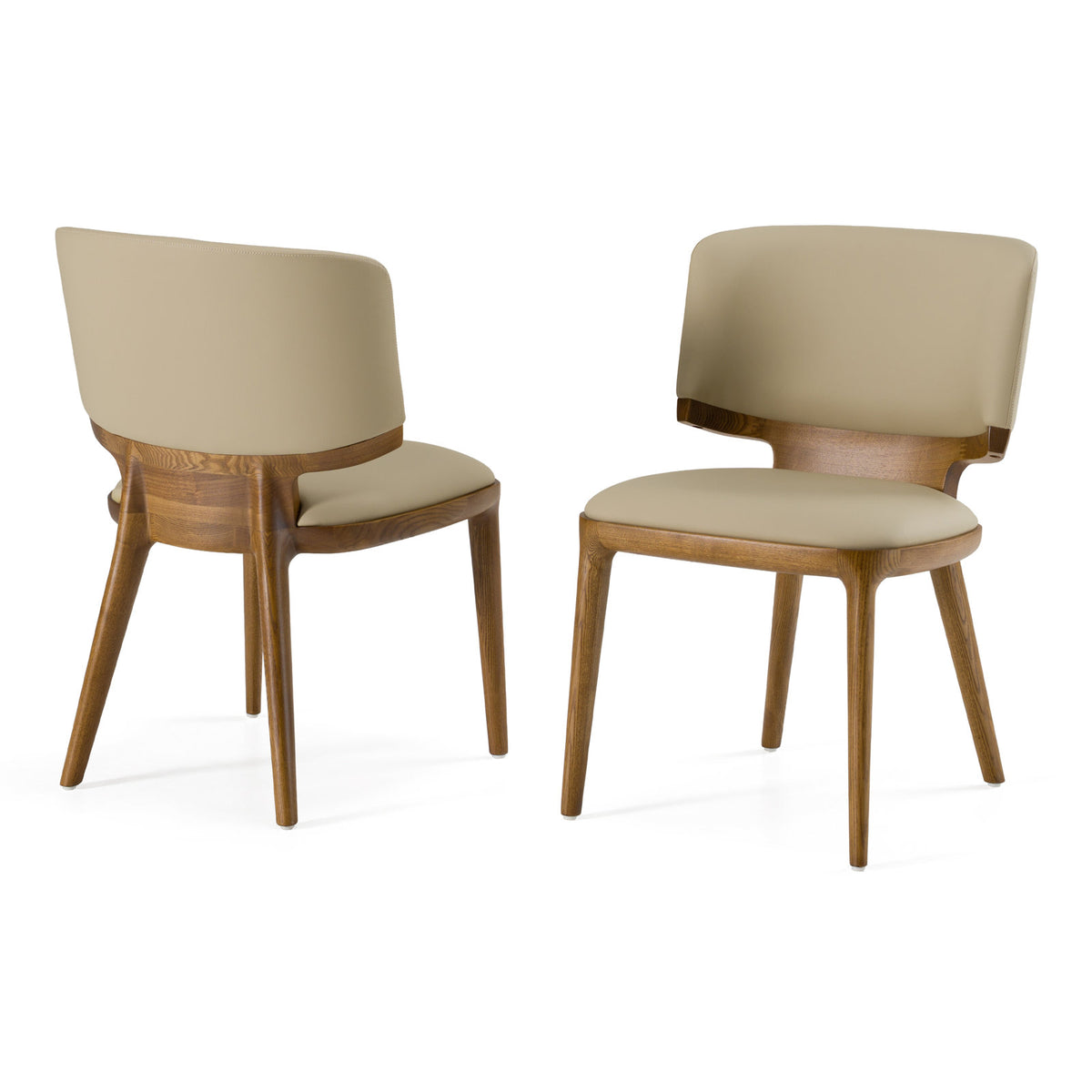 Side Chairs, Set of 2, Faux Leather, Solid Wood Legs