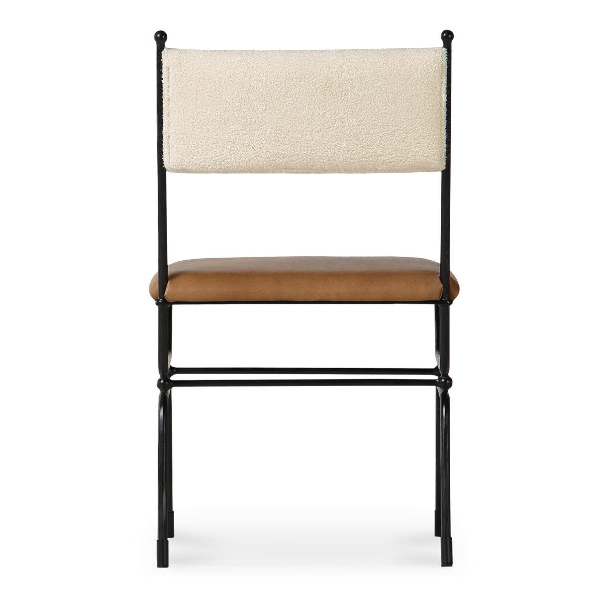 Upholstered Side Chair, Metal Frame, Black Legs, Curved Back