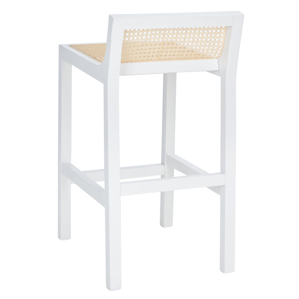 Counter Stool, Beech Wood Frame, 25.59 Inch Seat Height, White and Natural