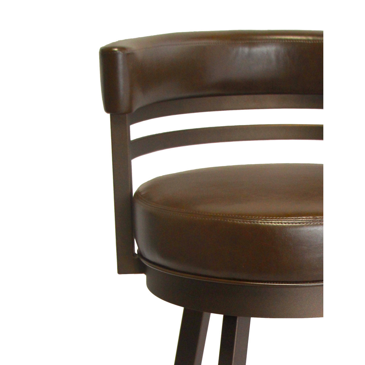 Swivel Counter Stool, Dark Brown Faux Leather, Sun Bronze Steel Frame