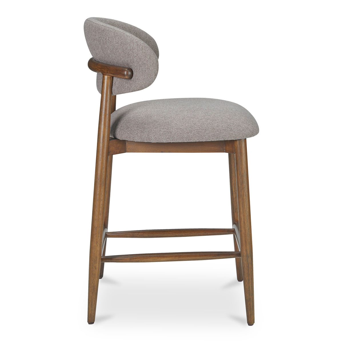 Counter Stool, Gray Performance Chenille, Espresso Brown Rubberwood Frame