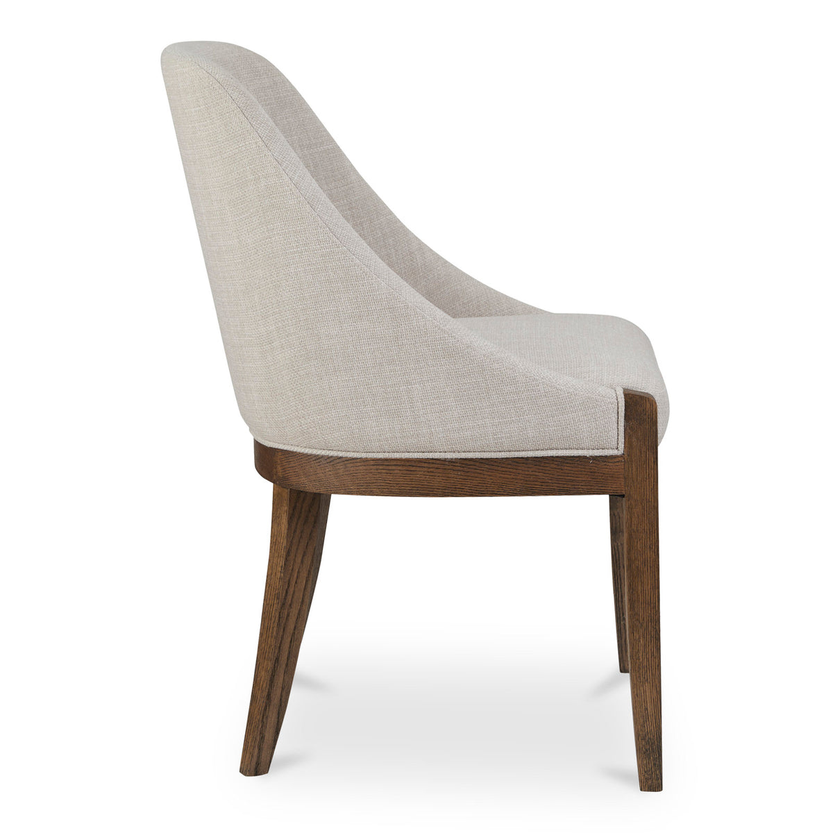 Side Chair, Solid Oak Frame, Light Gray Performance Basketweave