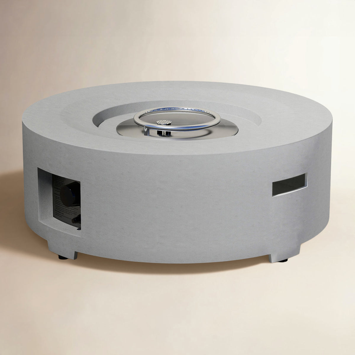 Propane Fire Pit Table in Round Gray Concrete, 40,000 BTU