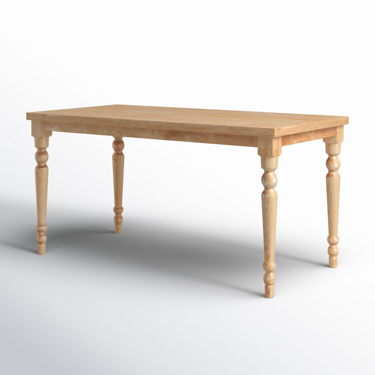 Rectangular Dining Table, 63 in W, Solid and Manufactured Wood in Natural