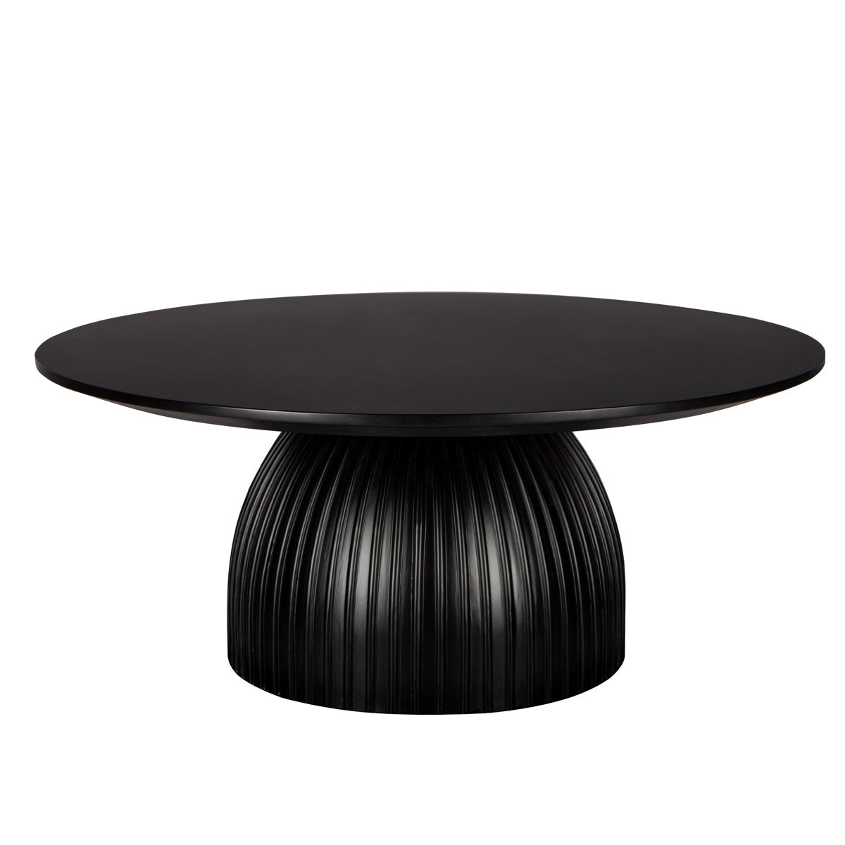 Round Coffee Table, 35.43 in Diameter, Black with Resin Base