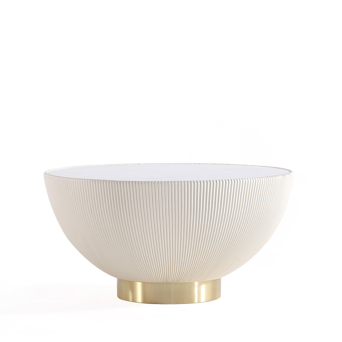 Round Coffee Table with Ceramic Top and Steel Pedestal Base
