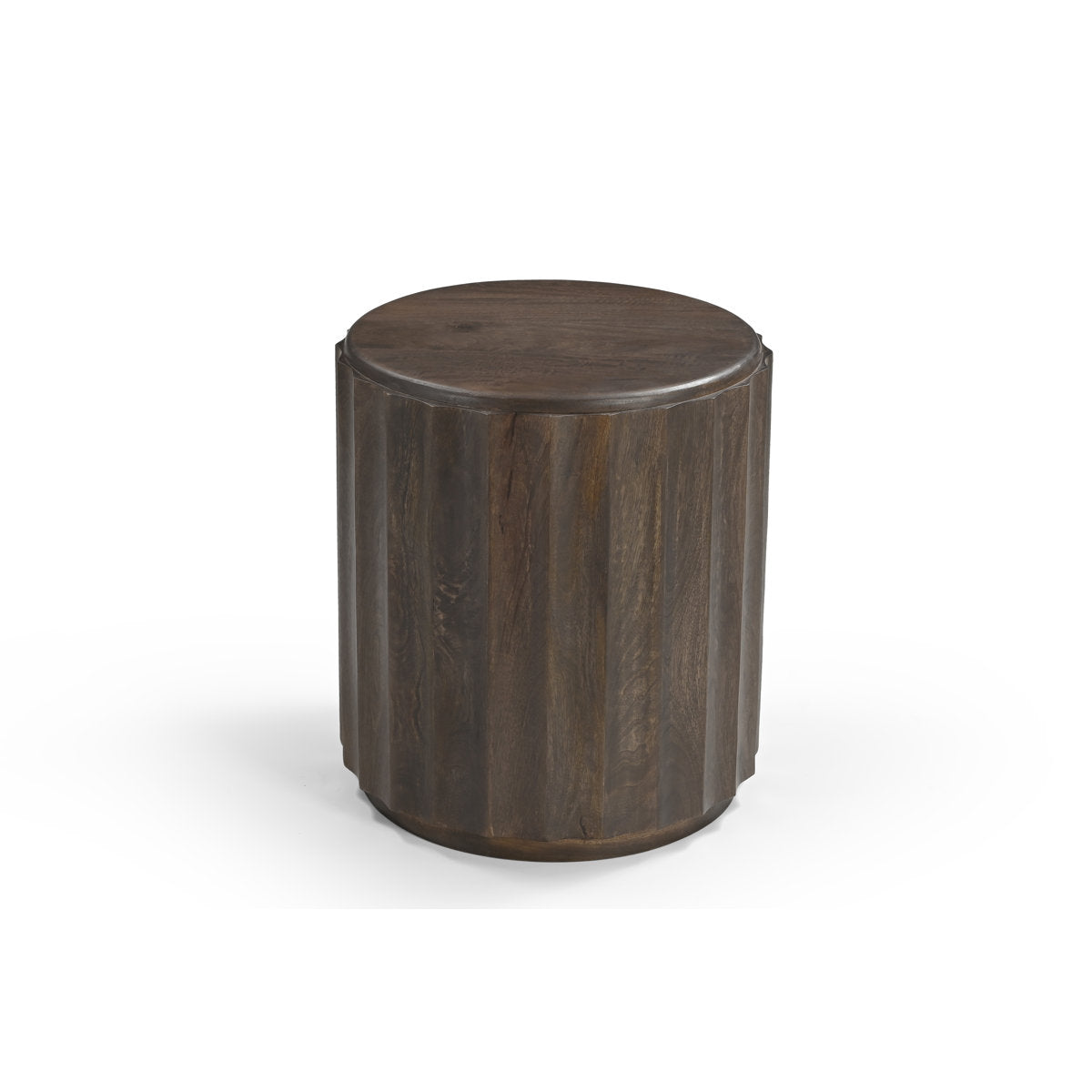 Round End Table in Solid Mango Wood with Walnut Finish