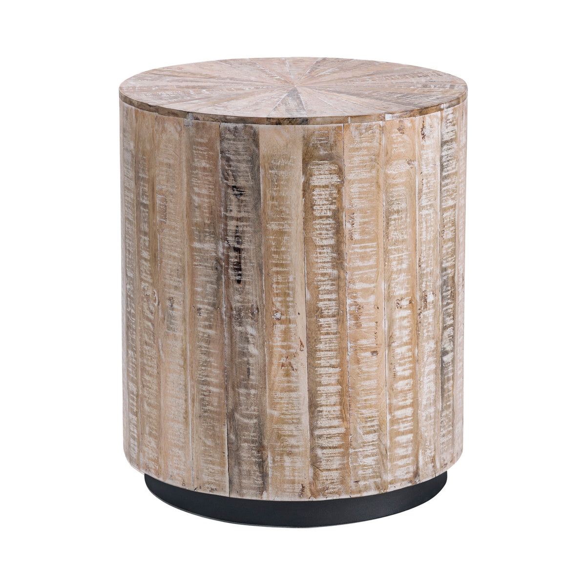 Round End Table, Solid Mango Wood in Brown
