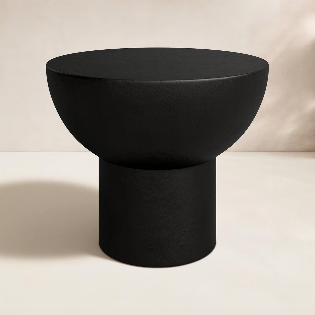 Round Side Table in Black Concrete, Weather Resistant