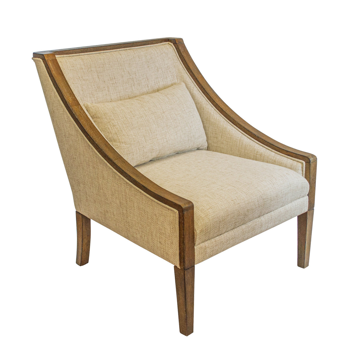 Side Accent Chair with Solid Wood Frame and Polyester Blend Upholstery