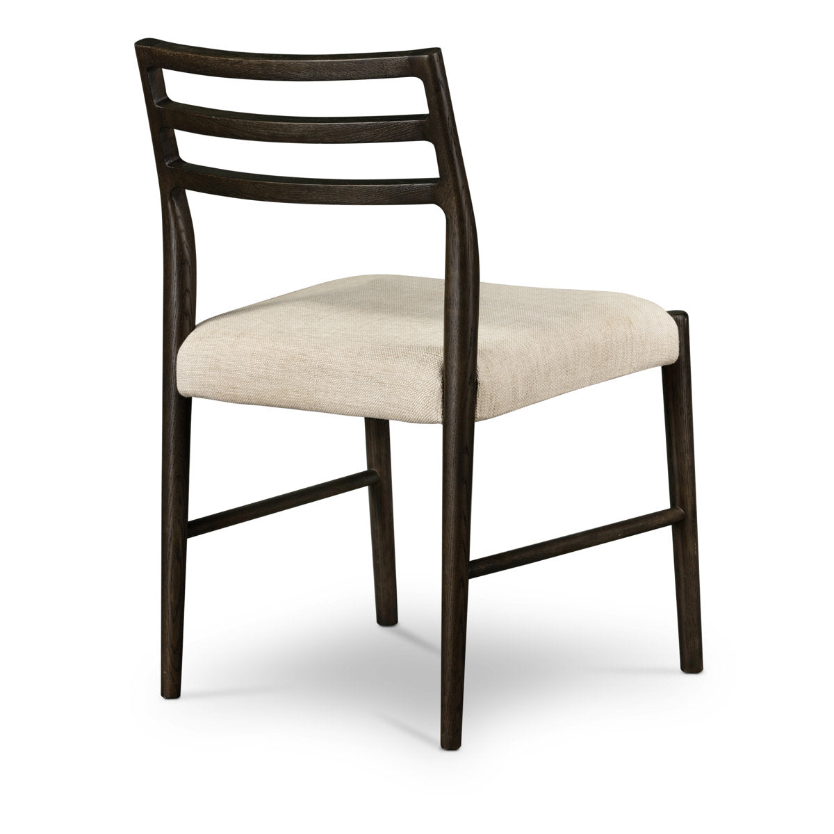 Side Chair, Ivory Cotton Blend Upholstery, Solid Wood Legs