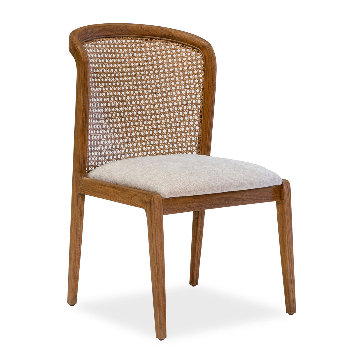 Side Chair, Solid Teak Frame, Stain-Resistant Upholstered Seat, Praline Legs