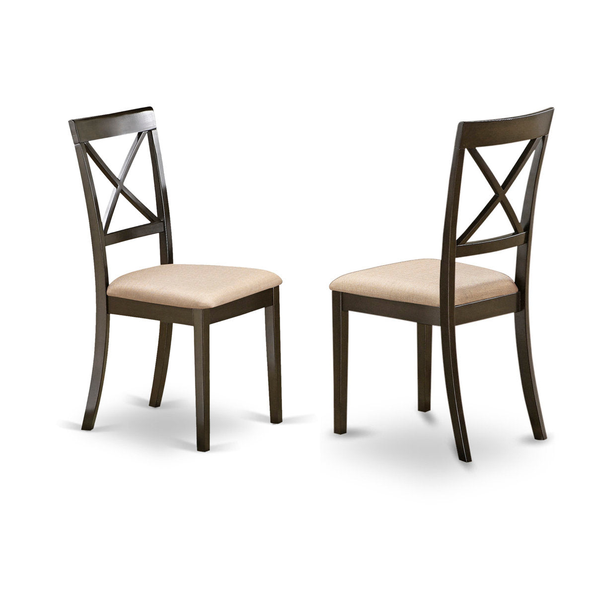 Side Chair with X-Style Back and Upholstered Seat in Cappuccino Finish