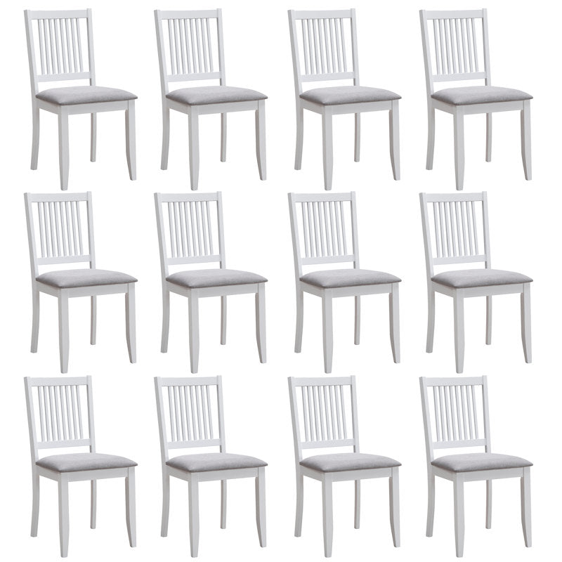 Side Chairs, Set of 12, White Wood Frame with Chenille Seat