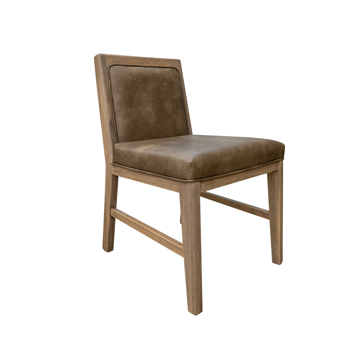 Side Chairs, Set of 2, Mango Wood, Brown Upholstered Seat