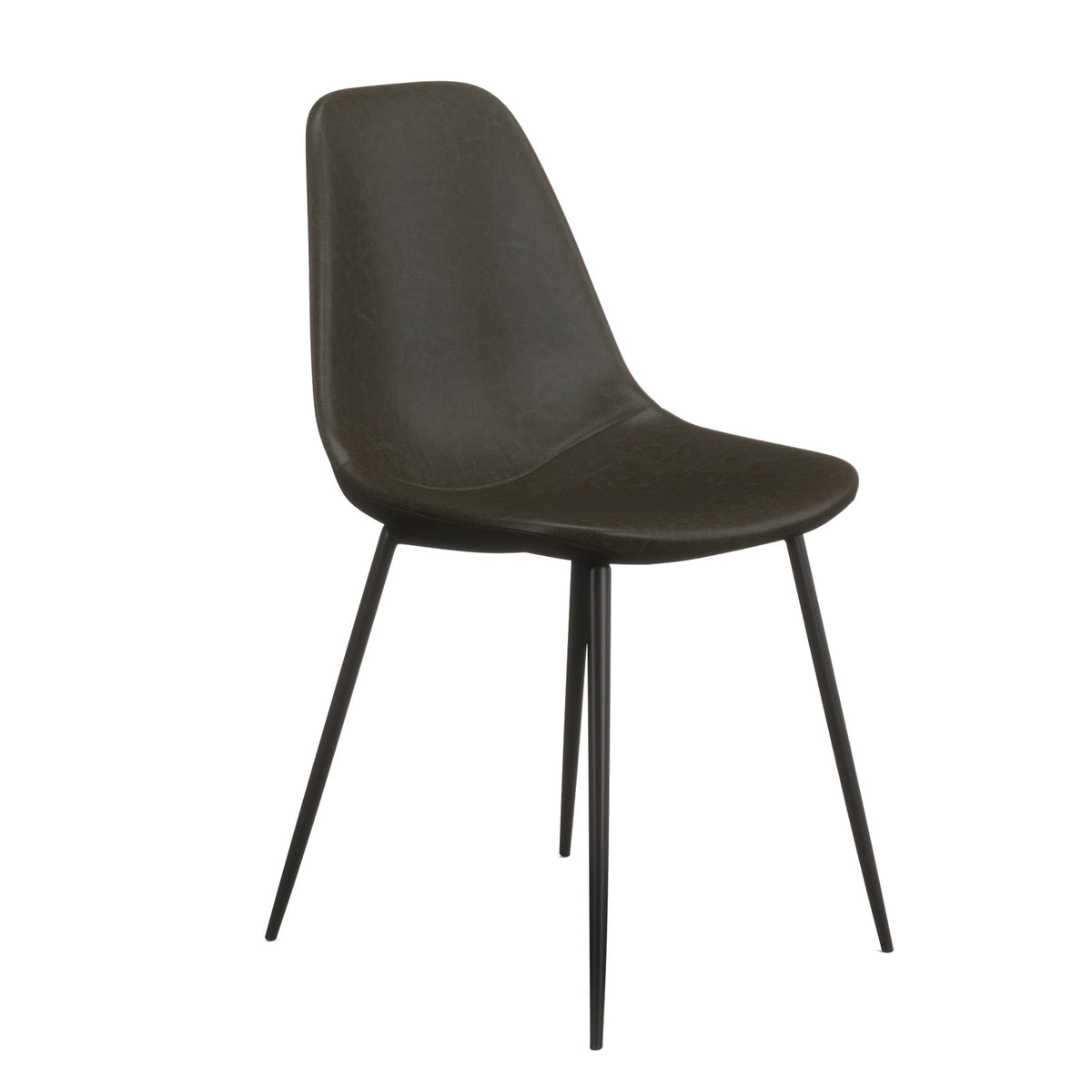 Side Chairs, Set of 2, Midnight Black Upholstery with Black Steel Legs