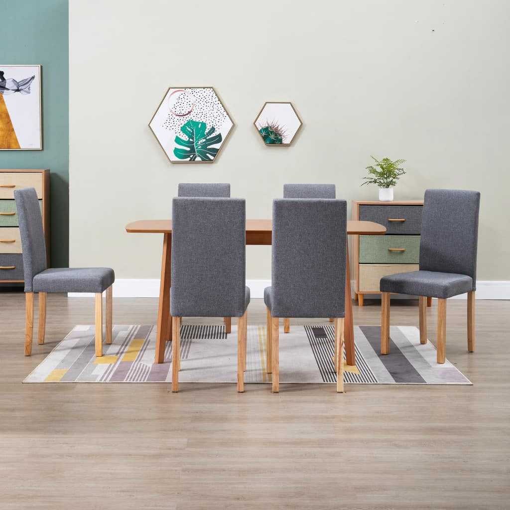 Side Chairs, Upholstered Fabric, Solid Wood Frame, Light Gray