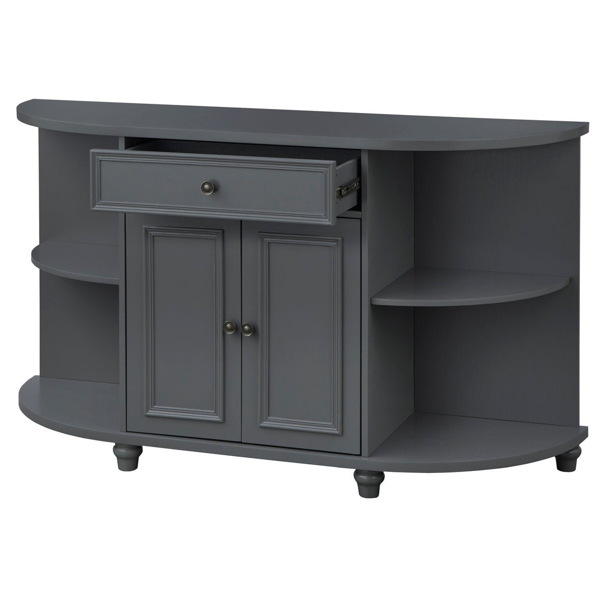 Sideboard, Solid and Manufactured Wood, 60 Inch, Charcoal Gray