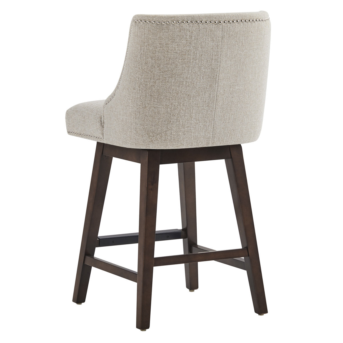 Swivel Counter Stool with Upholstered Seat, Walnut Pine Frame