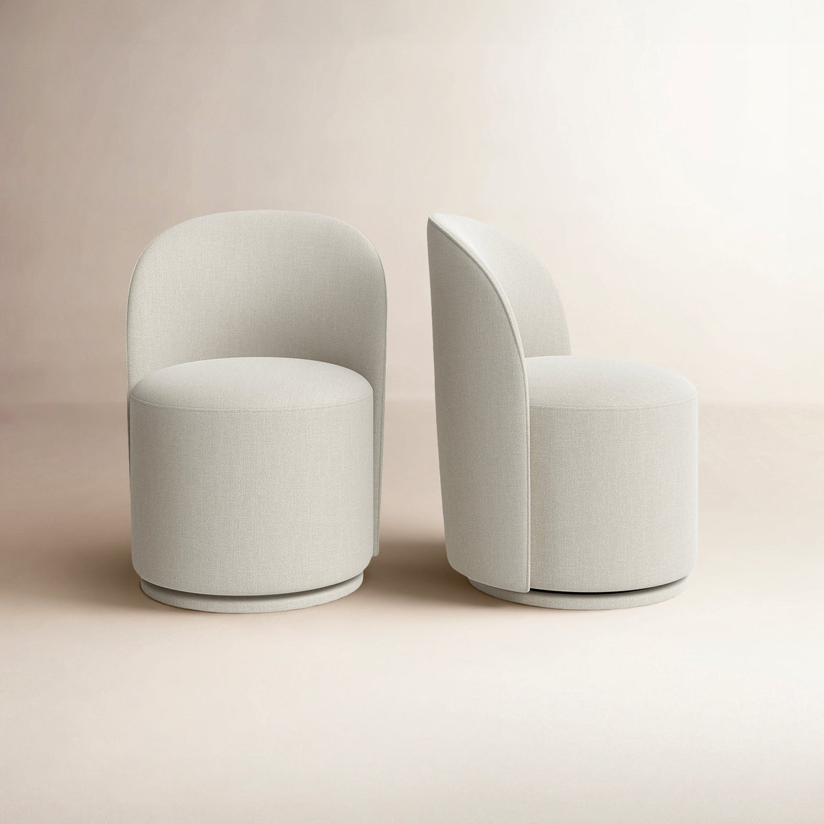Swivel Side Chairs, Set of 2, Linen Upholstery with Round Base