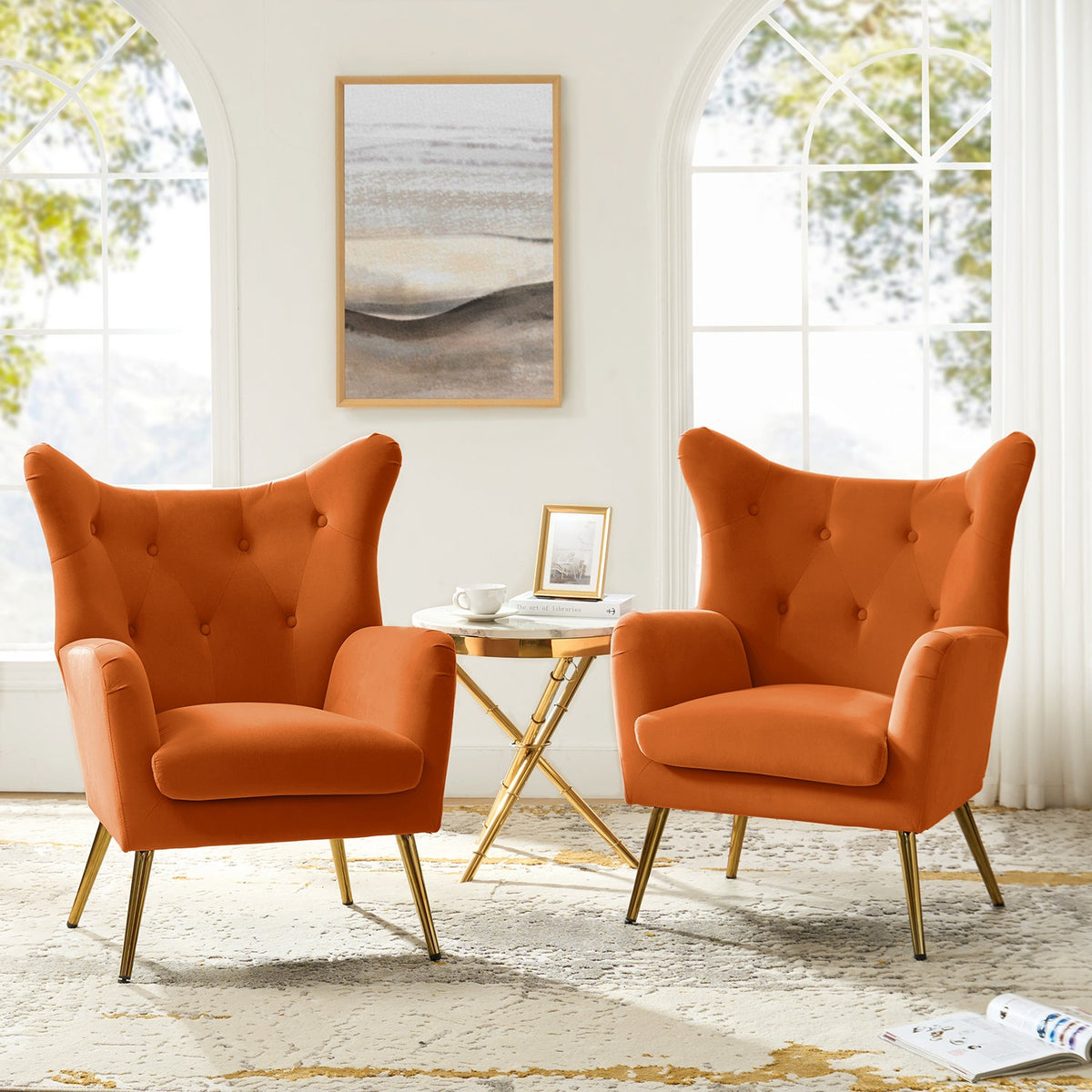 Tessmar Lambi Tufted Velvet Wingback Chair