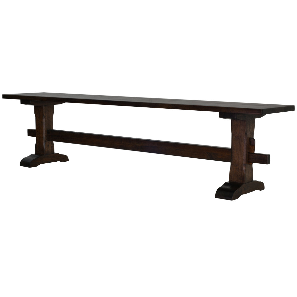 Trestle Dining Bench in Solid Ash Wood, Dark Walnut Finish