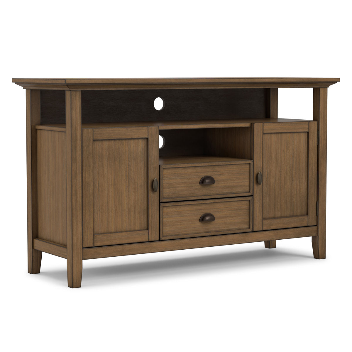 TV Stand, 54-Inch Wide, Solid Wood with Two Side Cabinets