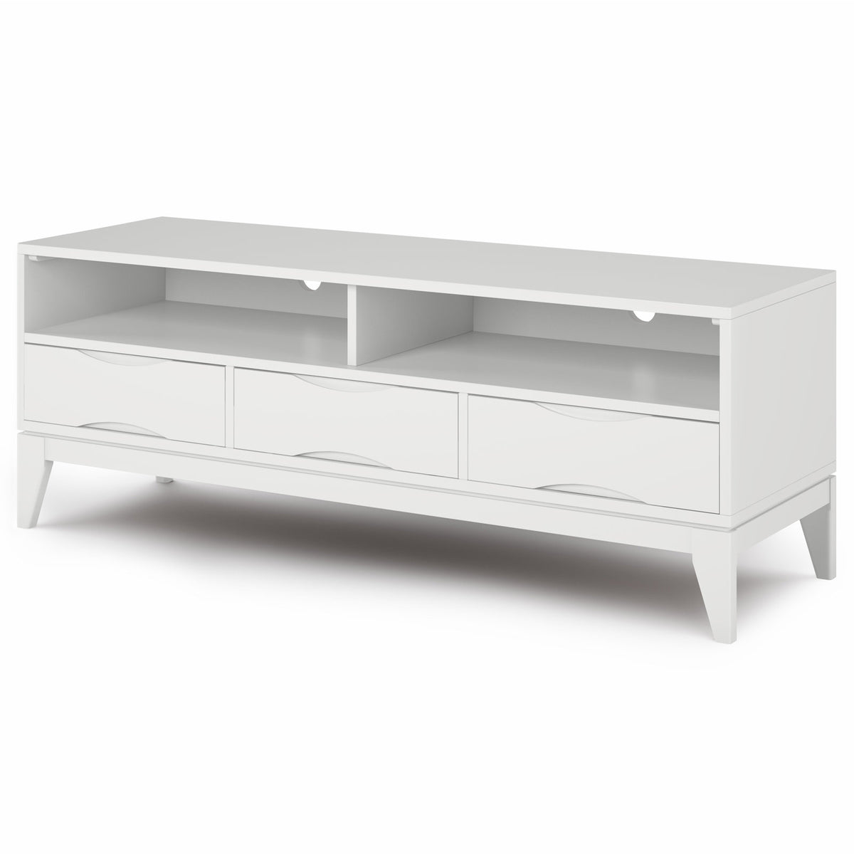 TV Stand, 60 in Wide, Solid Wood with 3 Drawers