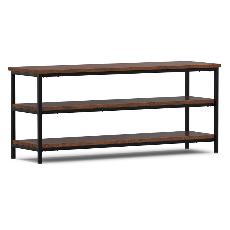 TV Stand, 60-Inch Solid Mango Wood with Dark Cognac Brown Finish