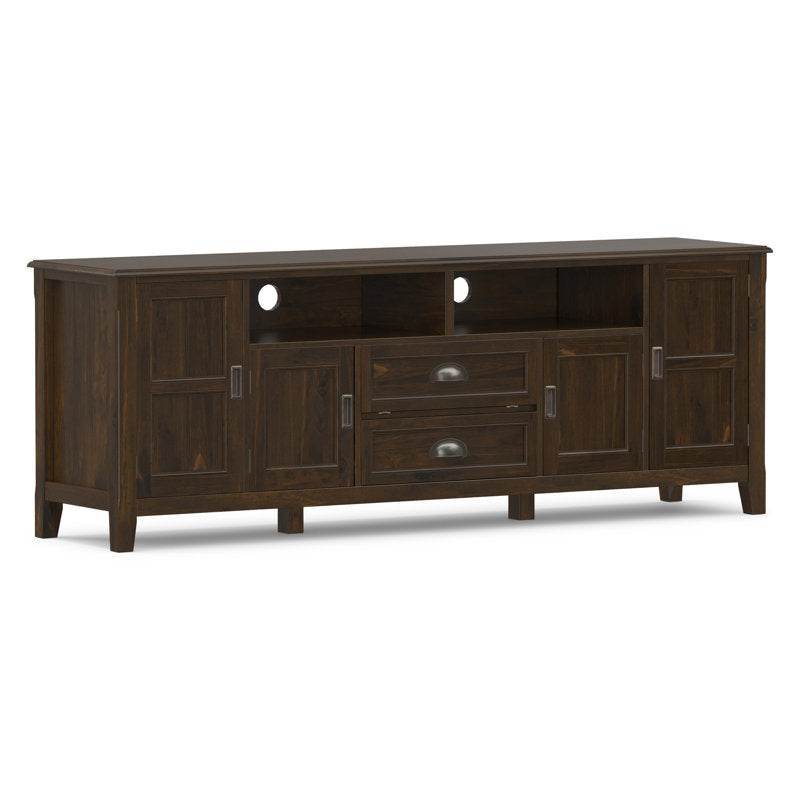TV Stand, 72 in Wide, Solid Wood with Two Drawers