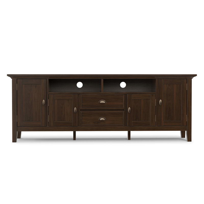 TV Stand, 72-Inch Solid Wood with Brunette Brown Finish