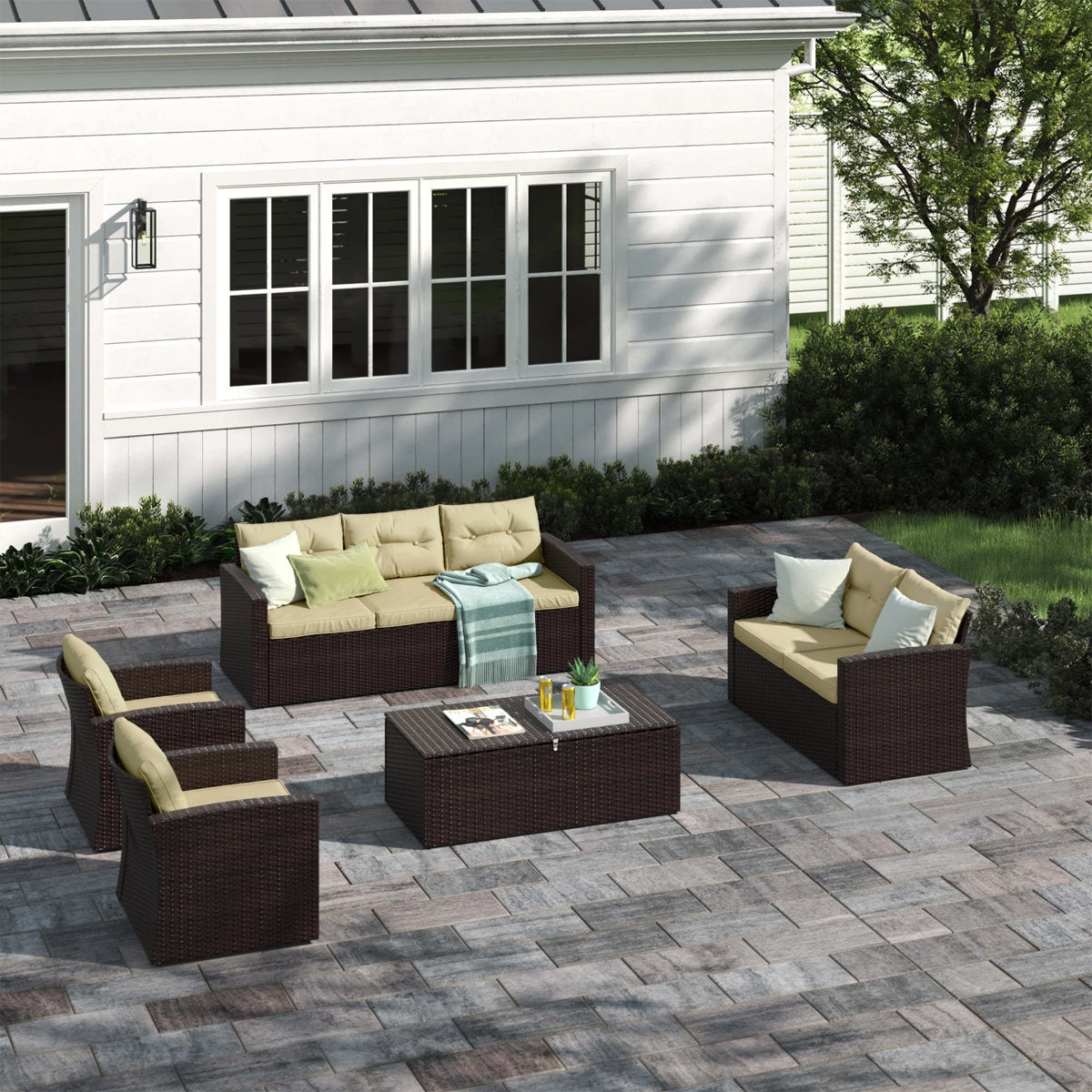 Wulfern Tragonisi 5-Piece Wicker Conversation Set