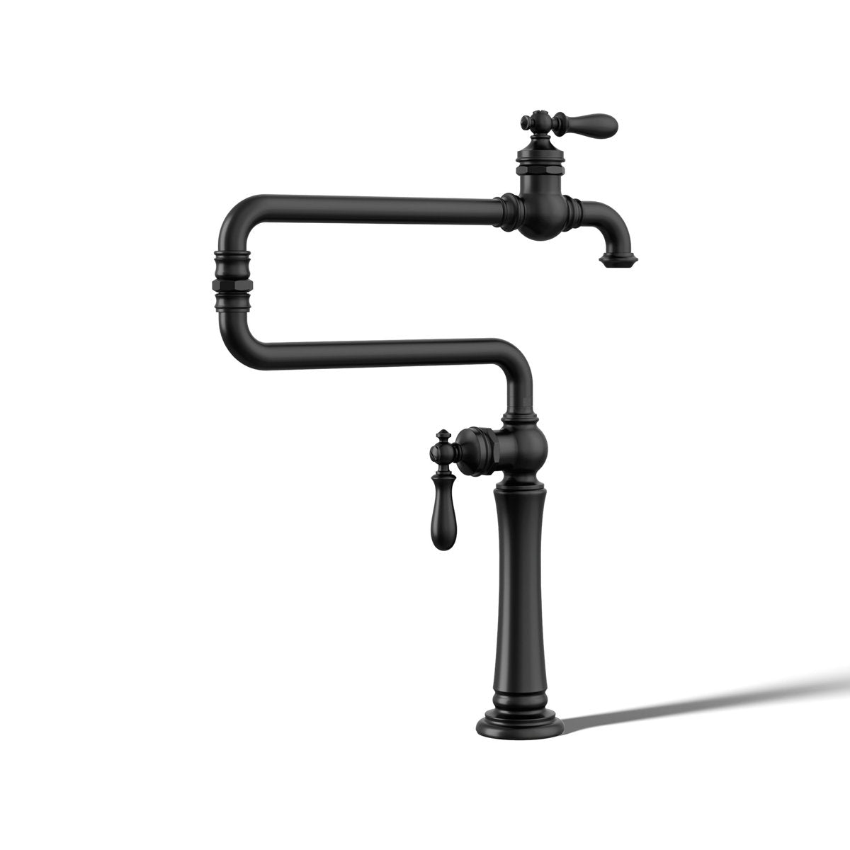 Artifacts single-hole deck-mount pot filler in Matte Black