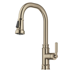 Allyn Transitional Industrial Pull-Down Single Handle Kitchen Faucet in Bronze | product photo